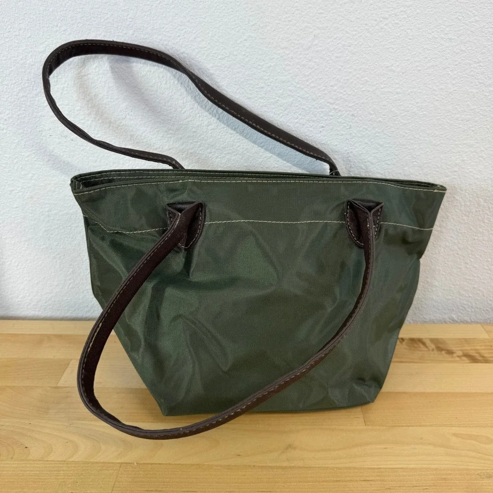 Joe Boxer Olive Green Nylon Tote Bag Smiley Face Charm Y2K Vintage Style NEW